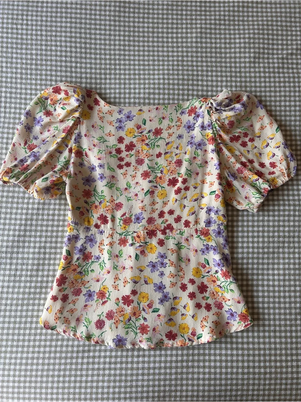 Zara Floral Puff Sleeve Blouse
